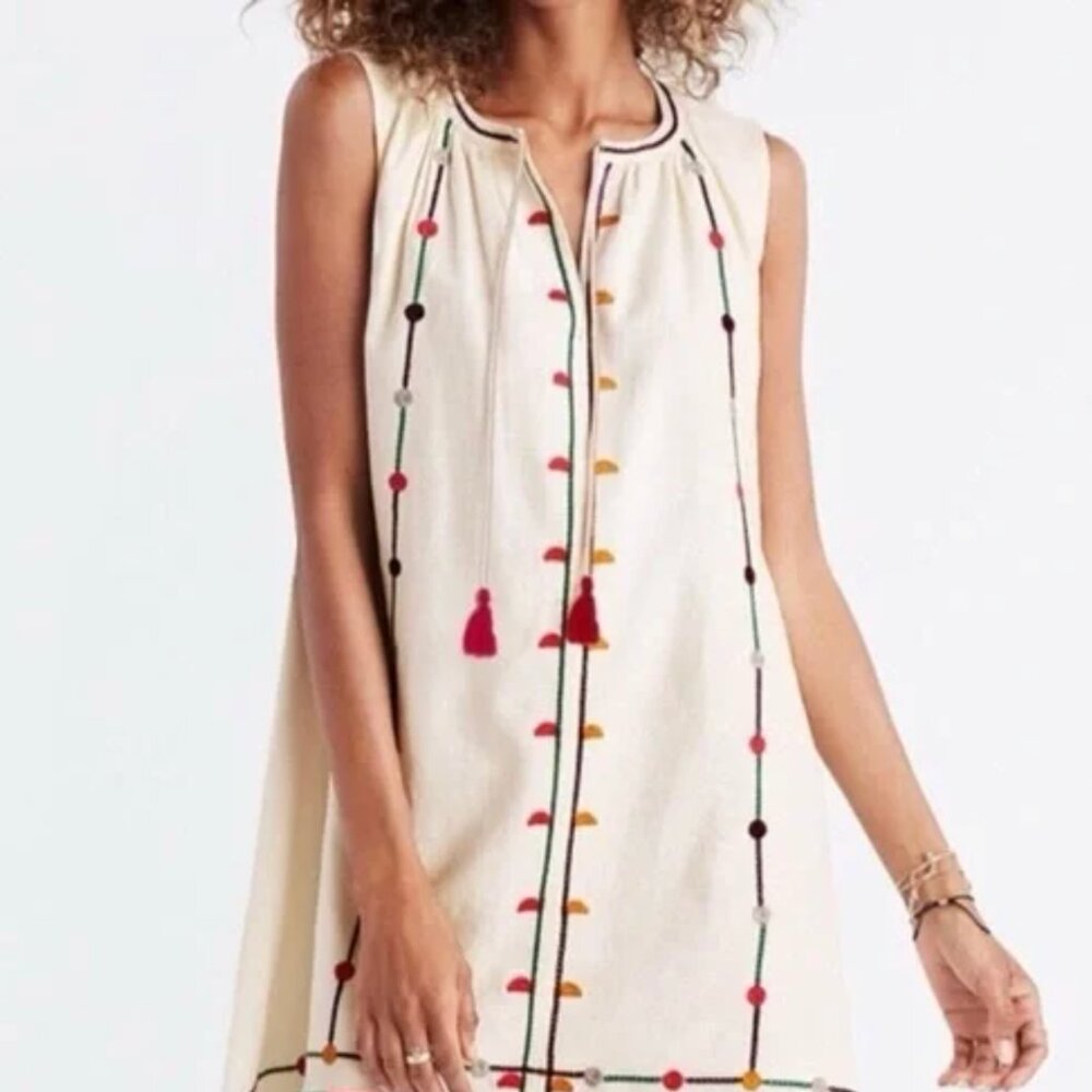 Madewell Willow Embroidered Sleeveless Dress Size Small